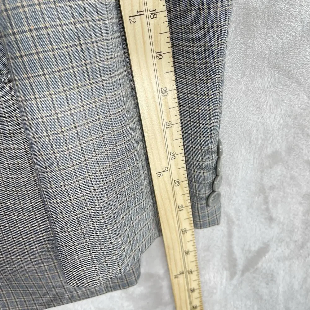 Bertolini Sport Coat Men's 48R Silk Wool Gray Plaid Super 140s Blazer Academia